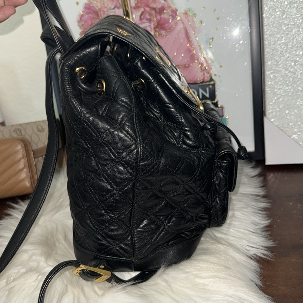 Authentic MCM Quilt Black Leather Backpack - Picture 11 of 14